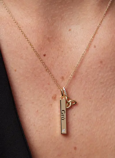 14K Gold Vermeil Gra Ingot Necklace